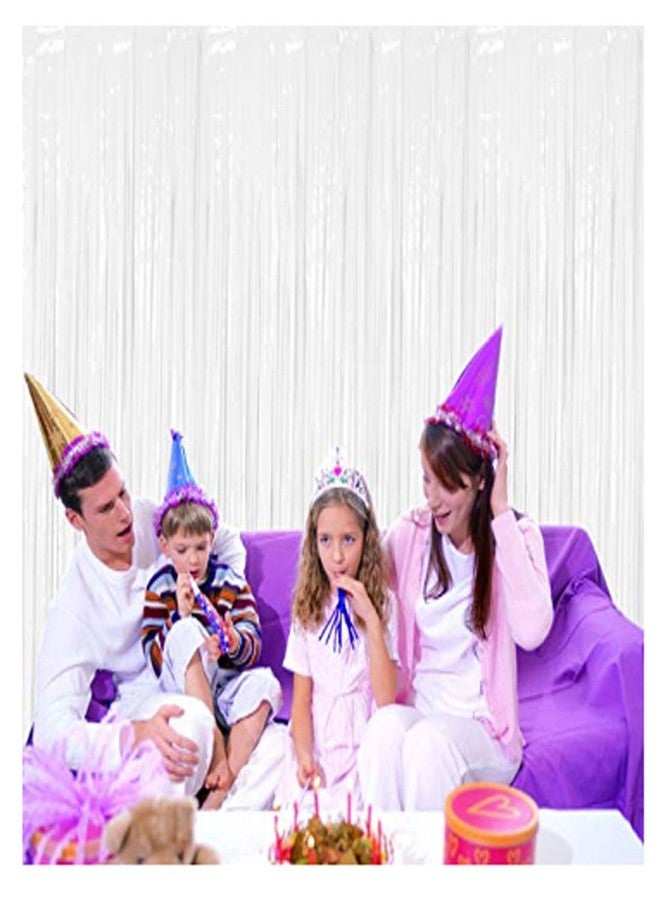 SOI Foil Metallic Tinsel Fringe Big Size Curtains for Birthday, Anniversaries, Graduation, Retirement, Baby Shower Decoration (Pack of 2) (White) - Image 2